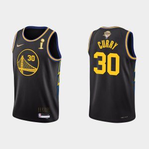 2022 NBA Finals Champions Stephen Curry #30 Black City Black Jersey