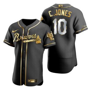 Atlanta Braves Chipper Jones Black Gold Edition Jersey
