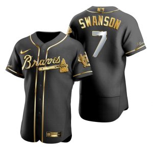 Atlanta Braves Dansby Swanson Black Gold Edition Jersey