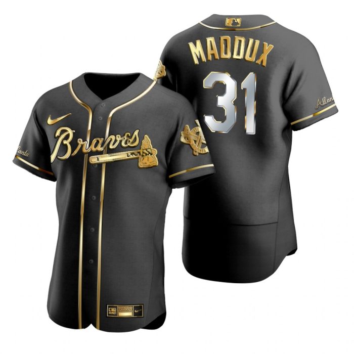 Atlanta Braves Greg Maddux Black Gold Edition Jersey