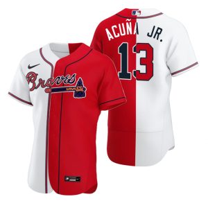 Atlanta Braves Ronald Acuna Jr. White Red Split Two-Tone Jersey