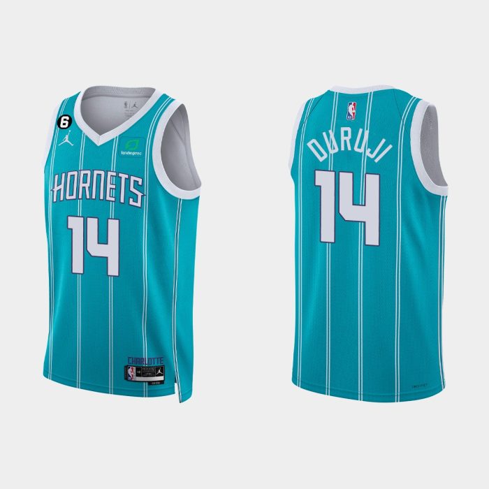 Charlotte Hornets #14 Anthony Duruji Icon Edition Teal 2022-23 Jersey