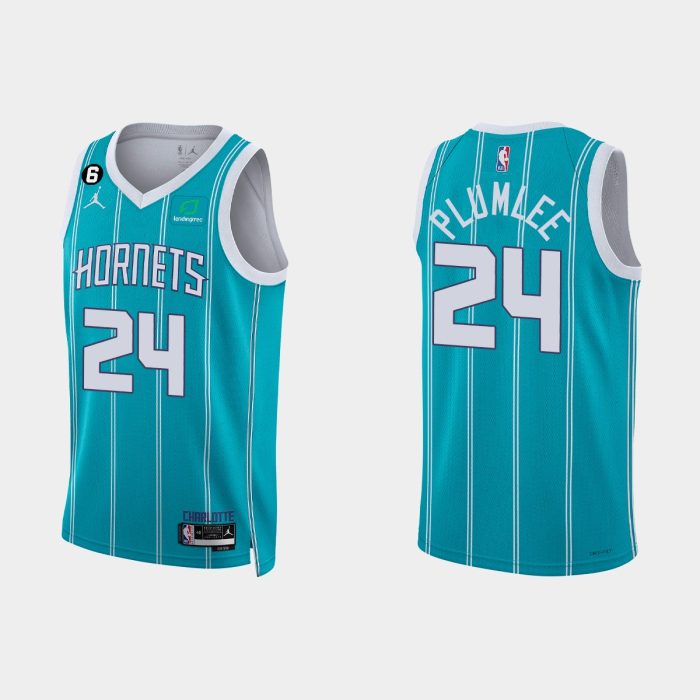 Charlotte Hornets #24 Mason Plumlee Icon Edition Teal 2022-23 Jersey