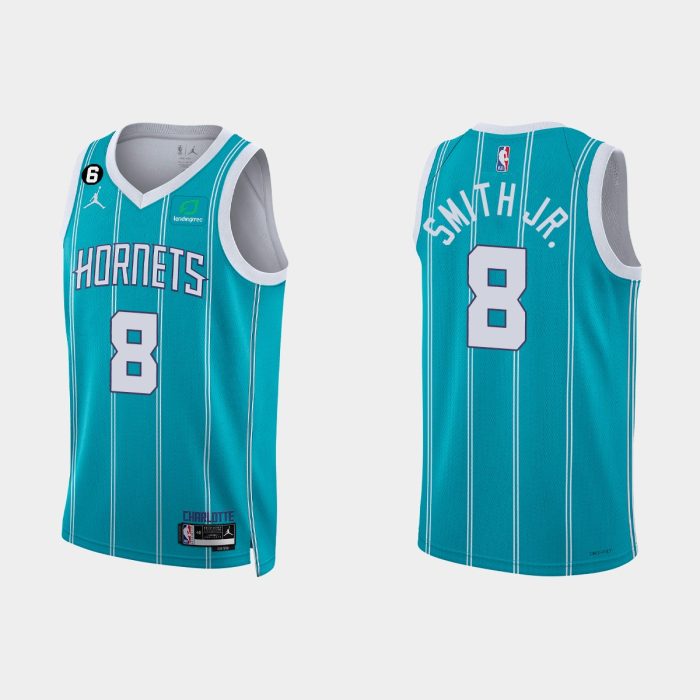 Charlotte Hornets #8 Dennis Smith Jr. Icon Edition Teal 2022-23 Jersey