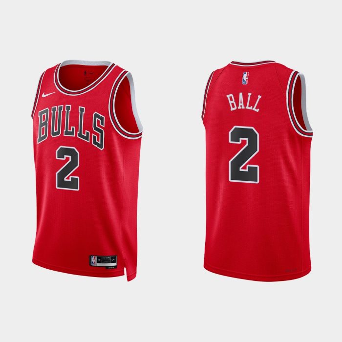 Chicago Bulls #2 Lonzo Ball 2022-23 Icon Edition Red Jersey
