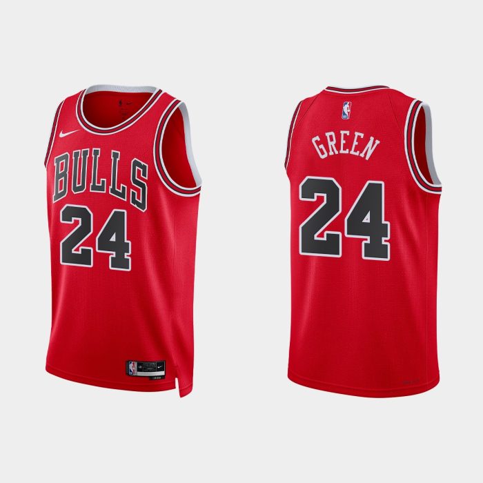 Chicago Bulls #24 Javonte Green 2022-23 Icon Edition Red Jersey