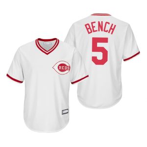 Cincinnati Reds Johnny Bench White Cooperstown Collection Replica Home Jersey