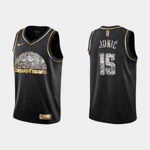 Denver Nuggets 2022 NBA Playoffs Nikola Jokic #15 Diamond Edition Retro Logo Black Jersey