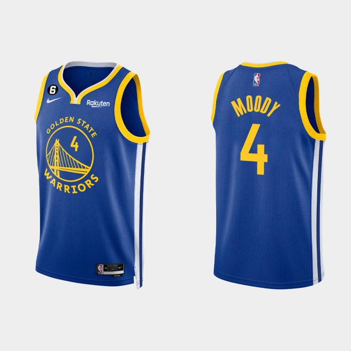 Golden State Warriors #4 Moses Moody Icon Edition Royal 2022-23 Jersey