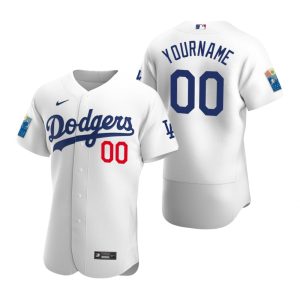 Los Angeles Dodgers Custom White Dodger Stadium 60Th Anniversary Jersey