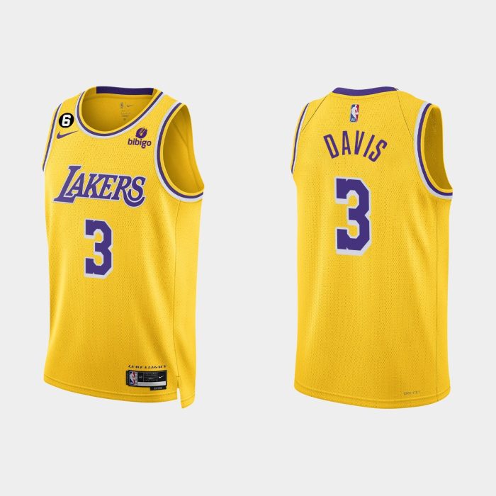 Los Angeles Lakers #3 Anthony Davis Icon Edition Gold 2022-23 Jersey