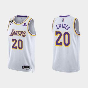 Los Angeles Lakers Cole Swider #20 2022-23 Association Edition White Jersey Swingman