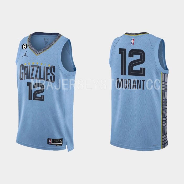 Memphis Grizzlies #12 Ja Morant Statement Edition Light Blue 2022-23 Jersey