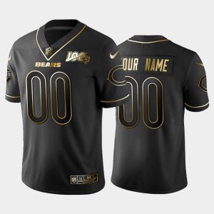 Men Chicago Bears Custom 100th Season Golden Edition Vapor Limited Jersey - Black