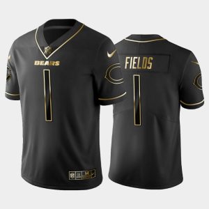 Men Chicago Bears Justin Fields Golden Edition Vapor Limited Jersey - Black