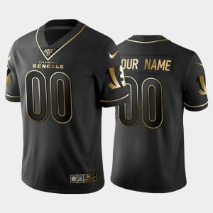 Men Cincinnati Bengals Custom NFL 100 Golden Edition Vapor Limited Jersey - Black