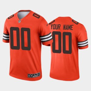 Men Cleveland Browns Custom Inverted Legend Jersey - Orange