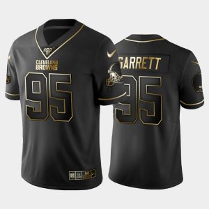 Men Cleveland Browns Myles Garrett NFL 100 Golden Edition Vapor Limited Jersey - Black