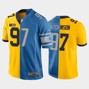 Men Detroit Lions Aidan Hutchinson 2022 NFL Draft Split Game Jersey - Blue Maize