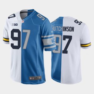 Men Detroit Lions Aidan Hutchinson 2022 NFL Draft Split Game Jersey - Blue White