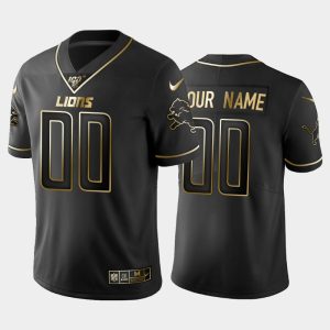 Men Detroit Lions Custom NFL 100 Golden Edition Jersey - Black