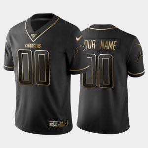 Men Los Angeles Chargers Custom NFL 100 Golden Edition Vapor Limited Jersey - Black