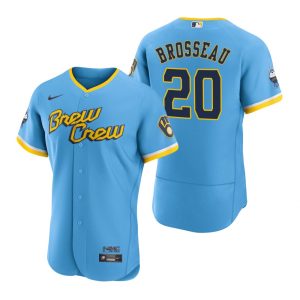 Men Milwaukee Brewers Mike Brosseau Powder Blue 2022 City Connect Jersey