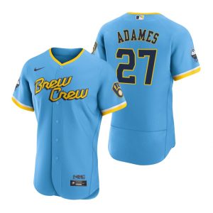 Men Milwaukee Brewers Willy Adames Powder Blue 2022 City Connect Jersey