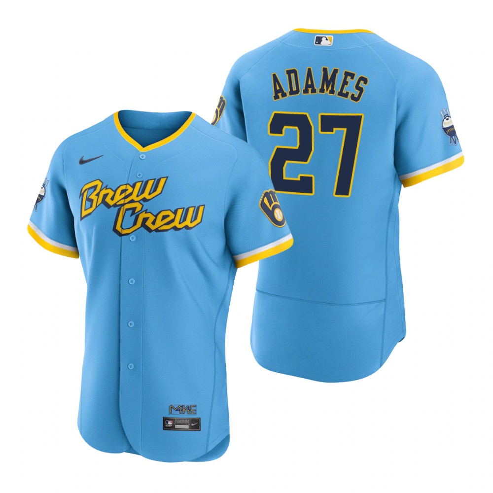 Men Milwaukee Brewers Willy Adames Powder Blue 2022 City Connect Jersey ...