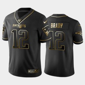 Men New England Patriots Tom Brady NFL 100 Golden Edition Vapor Limited Jersey - Black