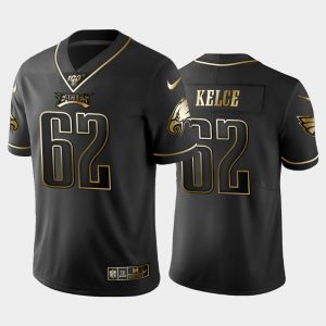 Men Philadelphia Eagles Jason Kelce NFL 100 Golden Edition Vapor Limited Jersey - Black