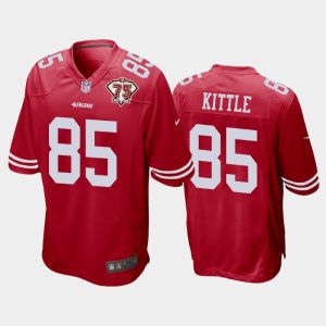 Men San Francisco 49ers George Kittle 75th Anniversary Patch Game Jersey - Scarlet