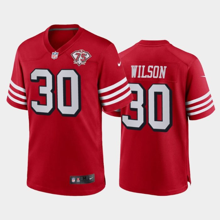 Men San Francisco 49ers Jeff Wilson 75th Anniversary Alternate Game Jersey - Scarlet