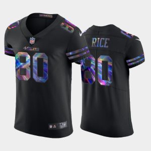 Men San Francisco 49ers Jerry Rice Golden Edition Holographic Jersey - Black