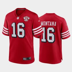 Men San Francisco 49ers Joe Montana 75th Anniversary Alternate Game Jersey - Scarlet