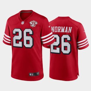Men San Francisco 49ers Josh Norman 75th Anniversary Game Jersey - Scarlet