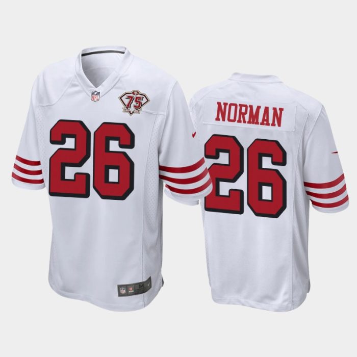 Men San Francisco 49ers Josh Norman 75th Anniversary Game Jersey - White