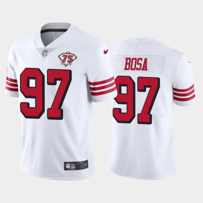 Men San Francisco 49ers Nick Bosa 75th Anniversary Throwback Limited Jersey - White