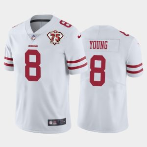 Men San Francisco 49ers Steve Young 75th Anniversary Patch Limited Jersey - White