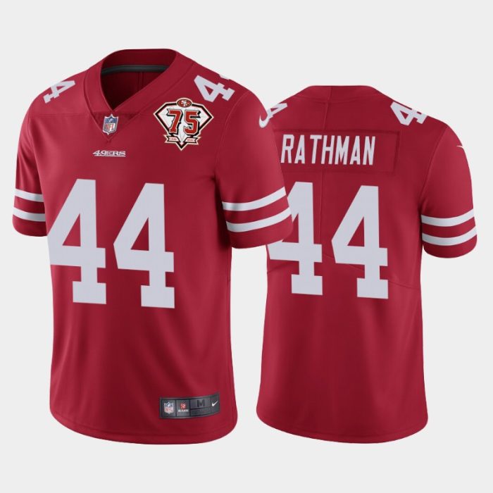 Men San Francisco 49ers Tom Rathman 75th Anniversary Patch Limited Jersey - Scarlet