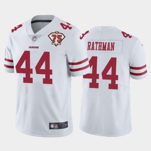 Men San Francisco 49ers Tom Rathman 75th Anniversary Patch Limited Jersey - White