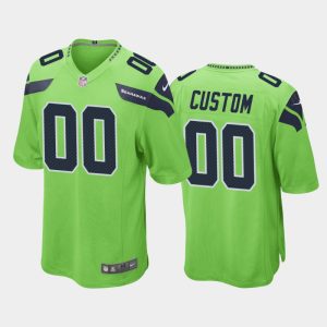 Men Seattle Seahawks Custom Game Jersey - Neon Green