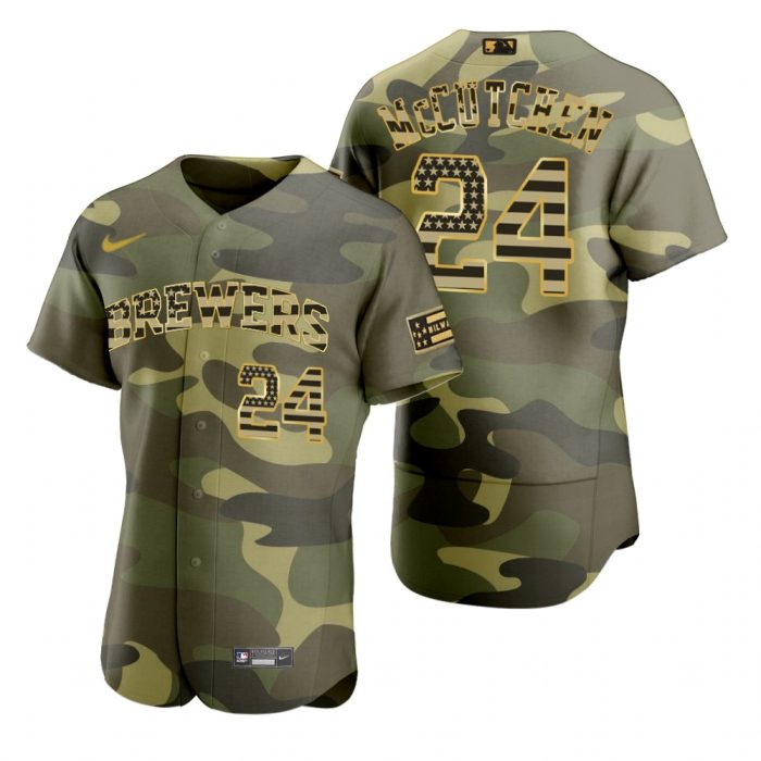 Milwaukee Brewers Andrew Mccutchen Camo 2022 Armed Forces Day Jersey