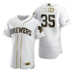 Milwaukee Brewers Brent Suter White Golden Edition Jersey