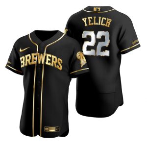 Milwaukee Brewers Christian Yelich Black Gold Edition Jersey