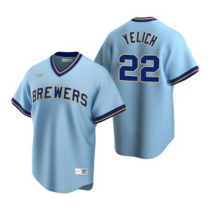 Milwaukee Brewers Christian Yelich Powder Blue Cooperstown Collection Road Jersey