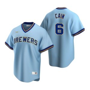 Milwaukee Brewers Lorenzo Cain Powder Blue Cooperstown Collection Road Jersey