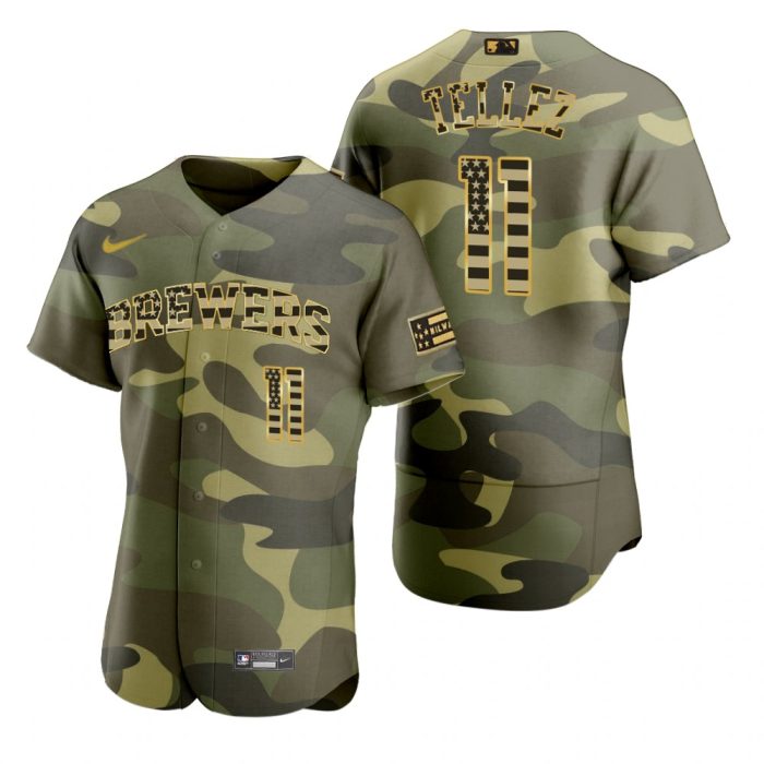 Milwaukee Brewers Rowdy Tellez Camo 2022 Armed Forces Day Jersey