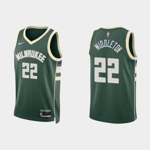 Milwaukee Bucks #22 Khris Middleton Icon Edition Hunter Green 2022-23 Jersey