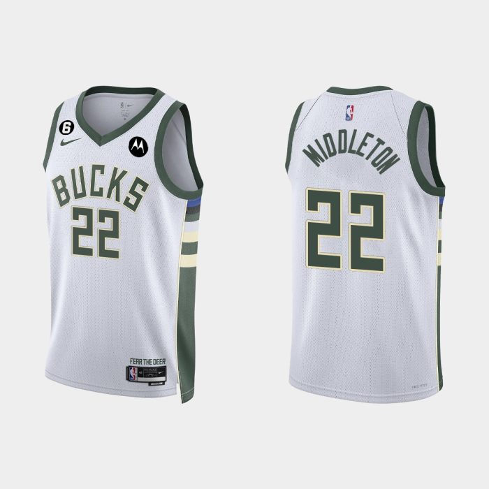 Milwaukee Bucks Khris Middleton #22 Association Edition White Jersey